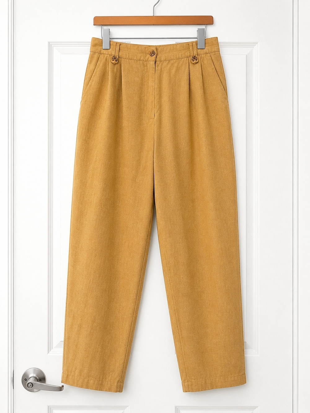 Vintage Linen Blend High Waist Trousers Mustard Size M - Picture 2 of 8